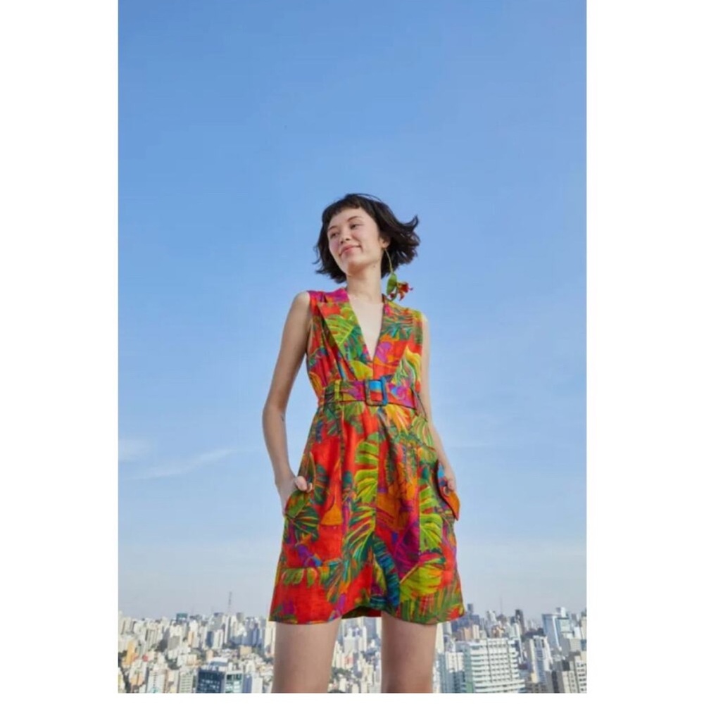 Farm Rio Jungle Linen Blend Minidress